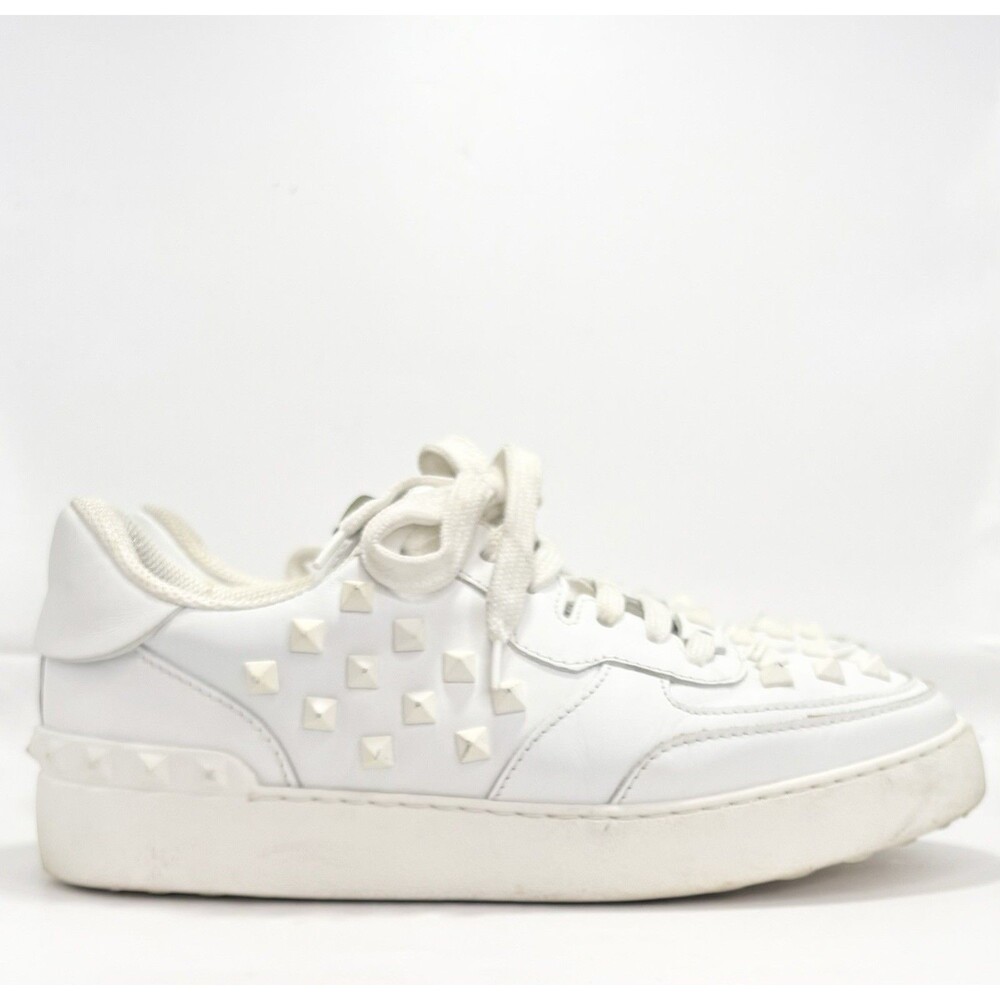 Valentino Garavani White Leather Rockstud Sneakers Low Top White Studs Sz 37 7